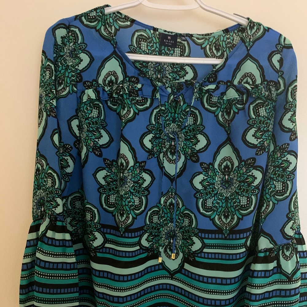 Kaari Sheer Blouse Size XS. Bell Sleeves